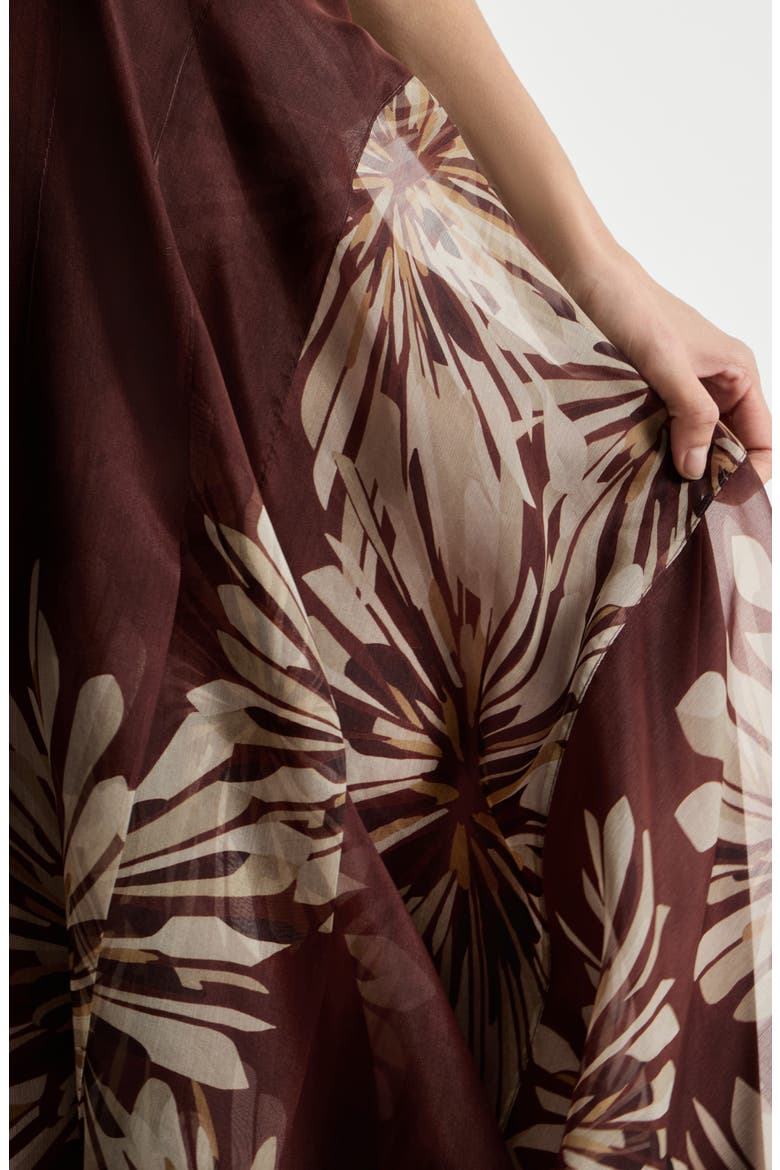 Bloom print fluid skirt, Alternate, color, Bordeaux