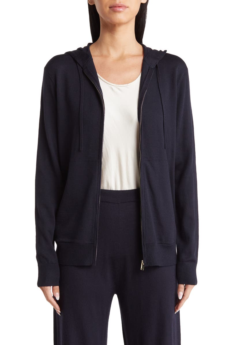 St. John Collection Wool Blend Hooded Zip Jacket, Main, color,