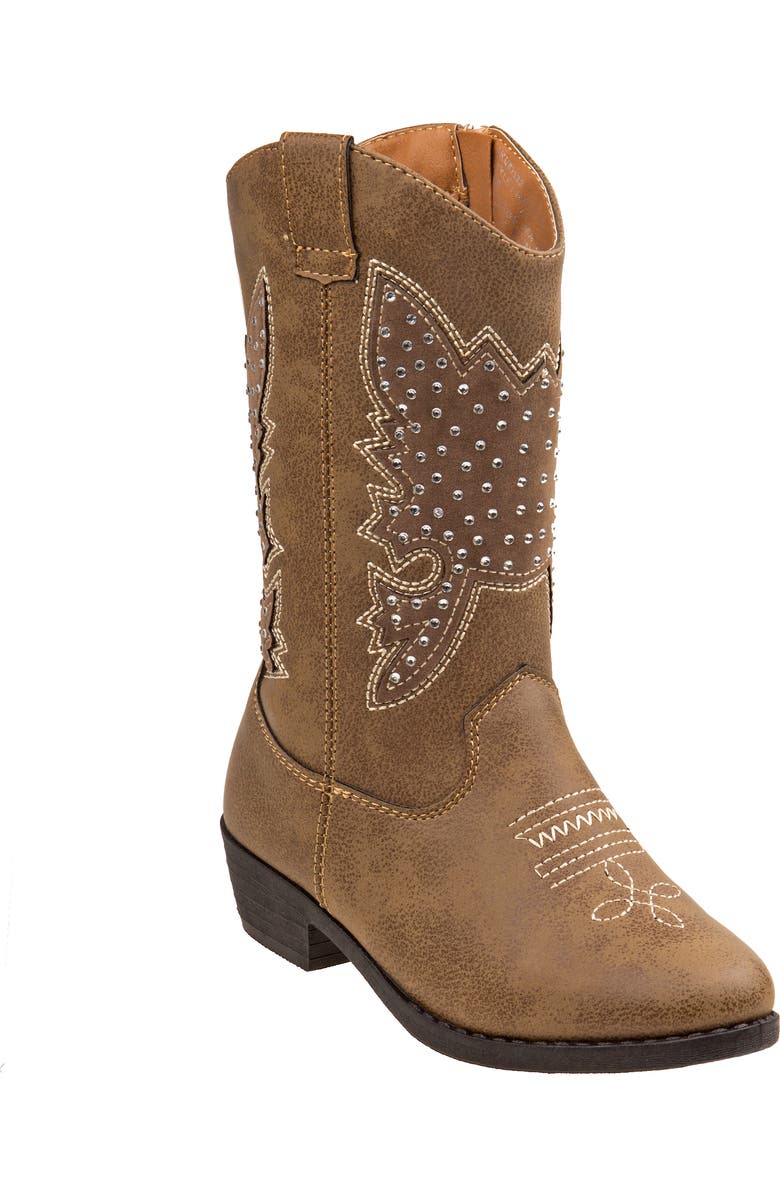 Kensie Girl zip up boot with heel, Main, color, Brown