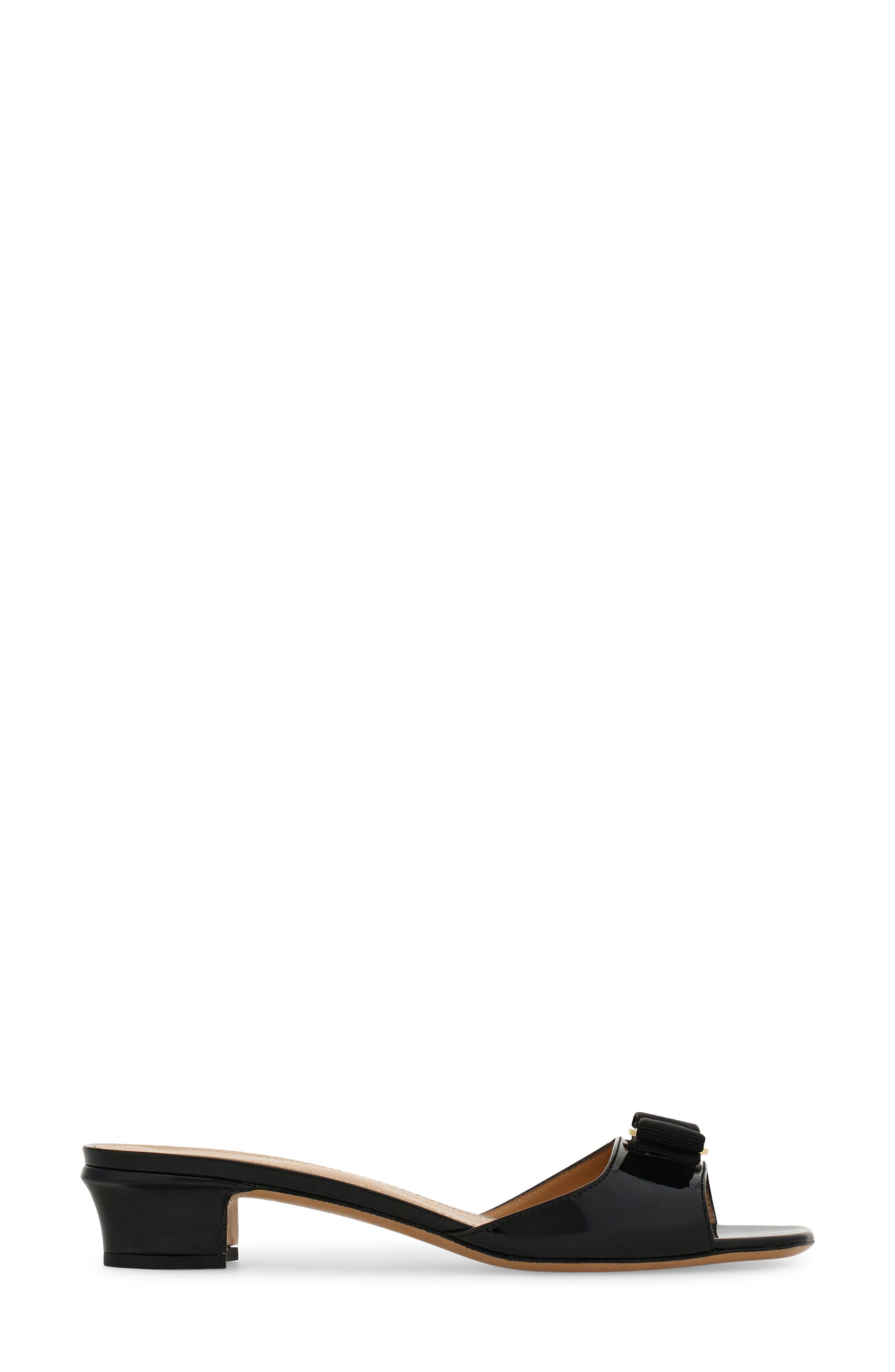 FERRAGAMO Vanilla Bow Slide Sandal, Alternate, color, Nero Biscotto