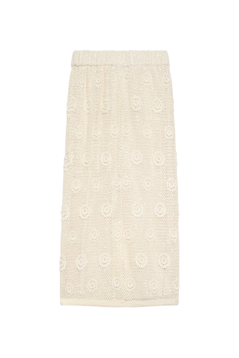Sequin Floral Crochet Midi Skirt, Alternate, color, Natural