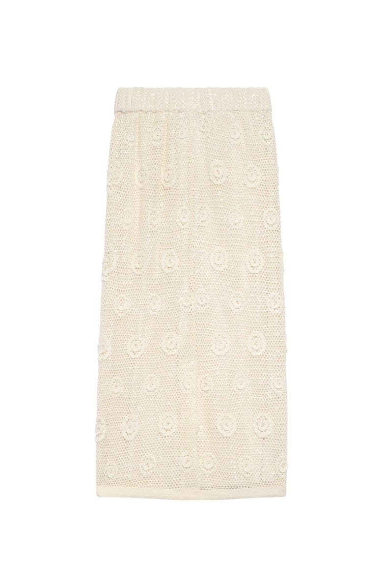 MINT VELVET Sequin Floral Crochet Midi Skirt, Alternate, color, Natural