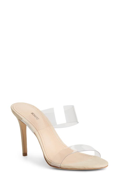 Schutz Ariella Strappy See-through Vinyl Slide High-heel Sandals In Transparent