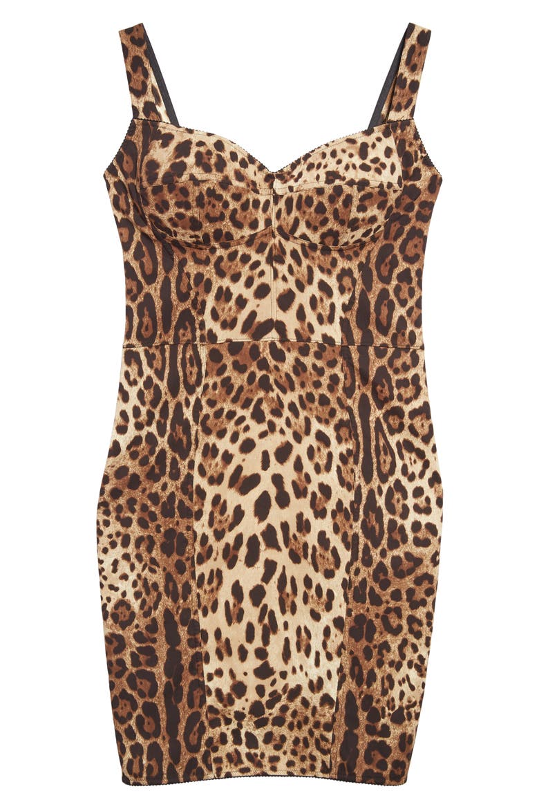 Leopard Print Cady Bustier Dress, Alternate, color, LIGHT BROWN