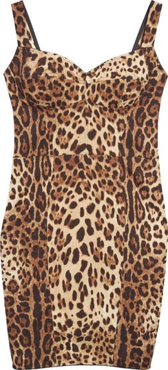 Dolce&Gabbana Leopard Print Cady Bustier Dress | Nordstrom