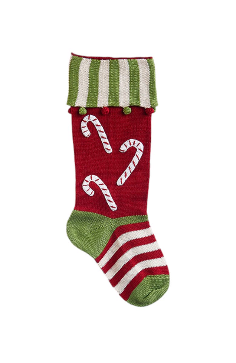 Melange Collection Candy Cane Stocking, Main, color, Red
