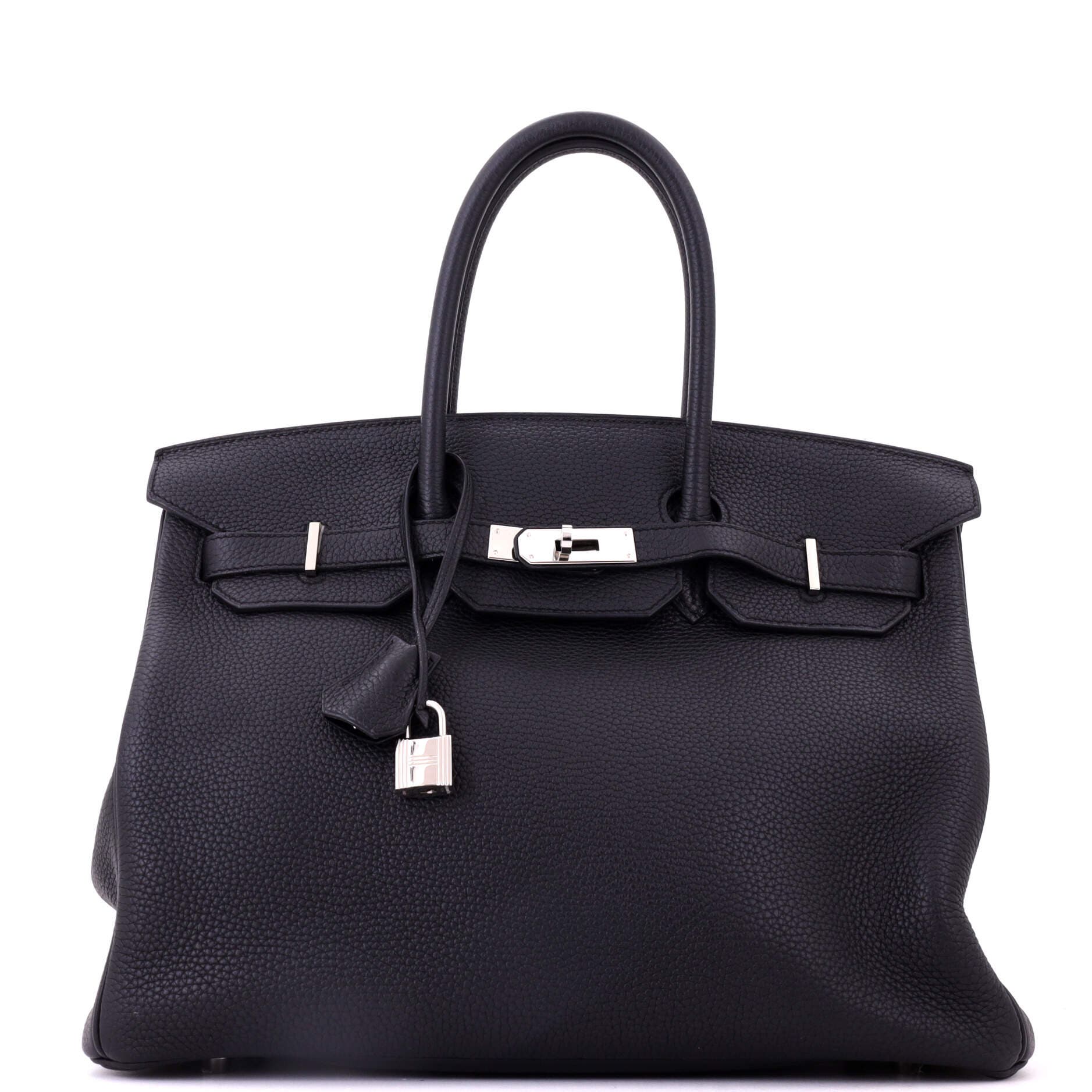 Birkin Handbag Black Clemence with Palladium Hardware 35, Main, color, Noir