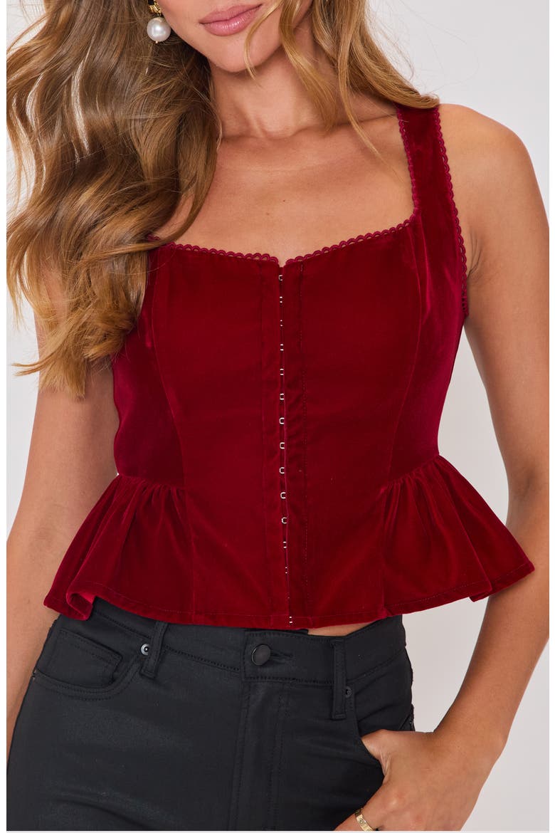 Velvet Peplum Top, Alternate, color, BURGUNDY