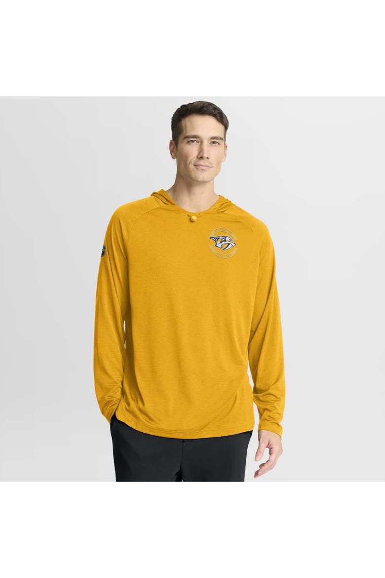 Men's Fanatics Gold Nashville Predators Authentic Pro Rink Raglan Hoodie, Main, color, Gold