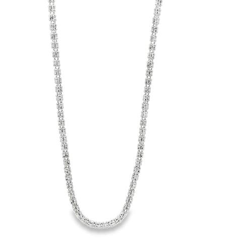 14K White Gold Diamond-Cut Ice Chain Necklace 26 inch 2.6mm 13 Grams