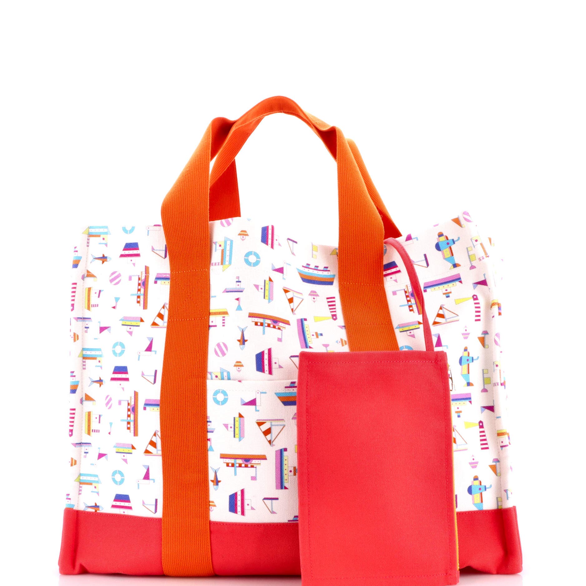 Pre-Owned Hermes Petit Chartier Nappy Bag Printed Toile Large, Alternate, color, Multicolor