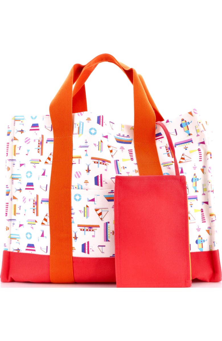 Pre-Owned Hermes Petit Chartier Nappy Bag Printed Toile Large, Alternate, color, Multicolor
