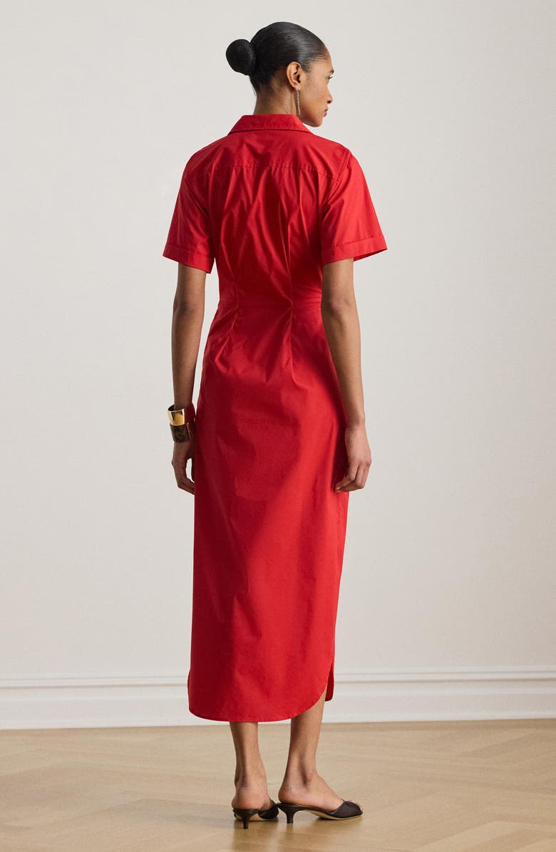 Lauren Ralph Lauren Twist Front Cotton Blend Shirtdress, Alternate, color, Red