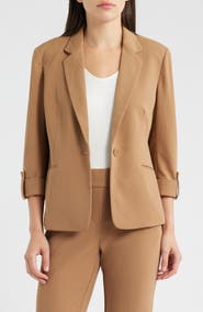 AK ANNE KLEIN Roll-Tab Sleeve Jacket