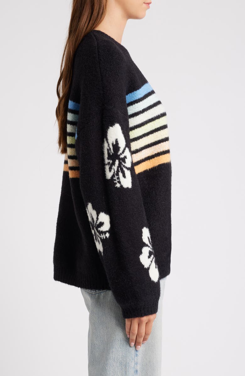 Rip Curl High Tide Hibiscus Stripe Crewneck Sweater, Alternate, color, 