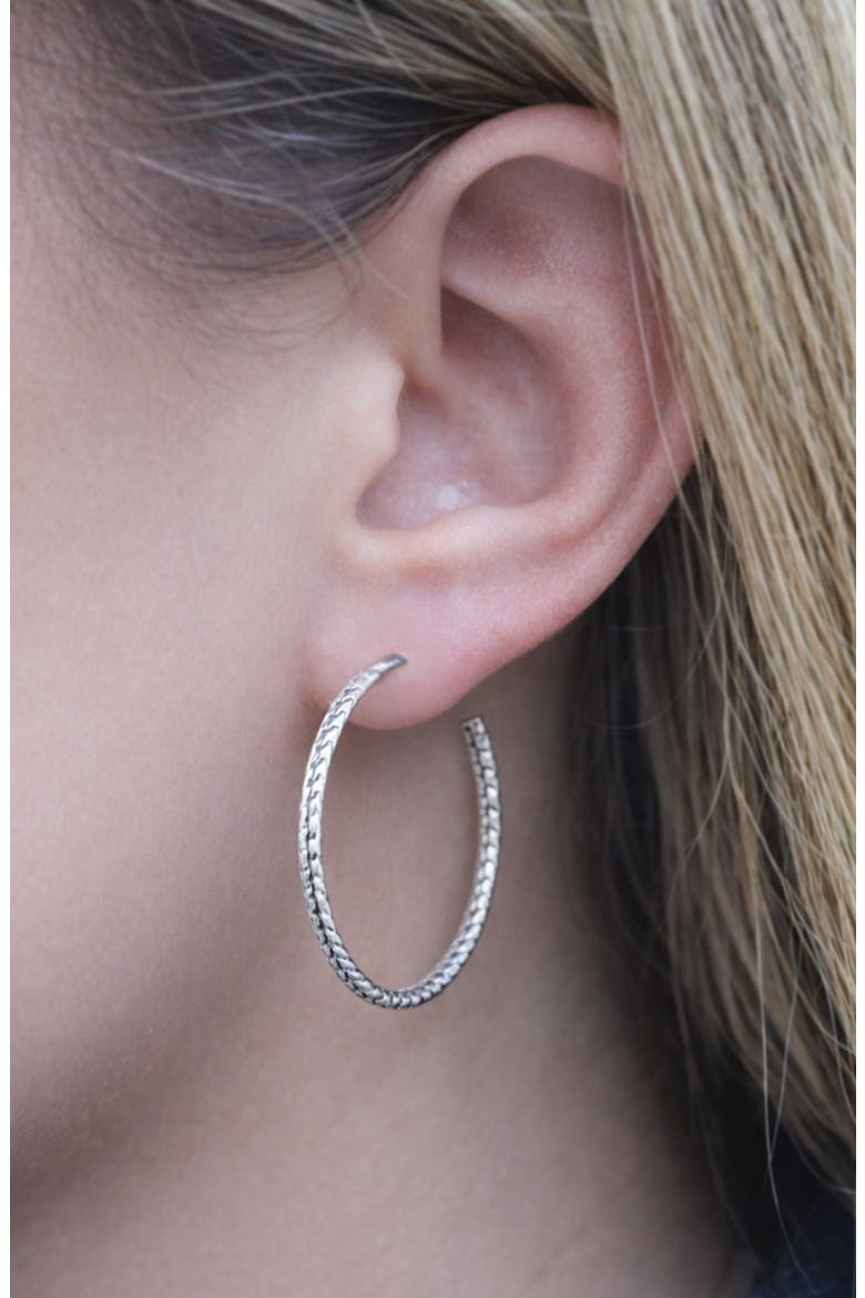Diamond Cut Hoop Earrings, Alternate, color, SILVER