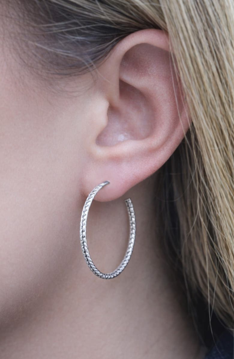 Argento Vivo Sterling Silver Diamond Cut Hoop Earrings, Alternate, color, Silver