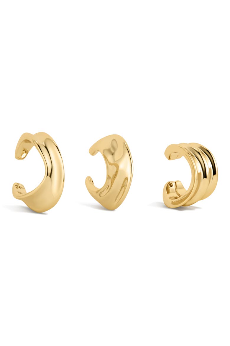 The Mercury Set of 3 Disc Ear Cuffs, Main, color, GOLD