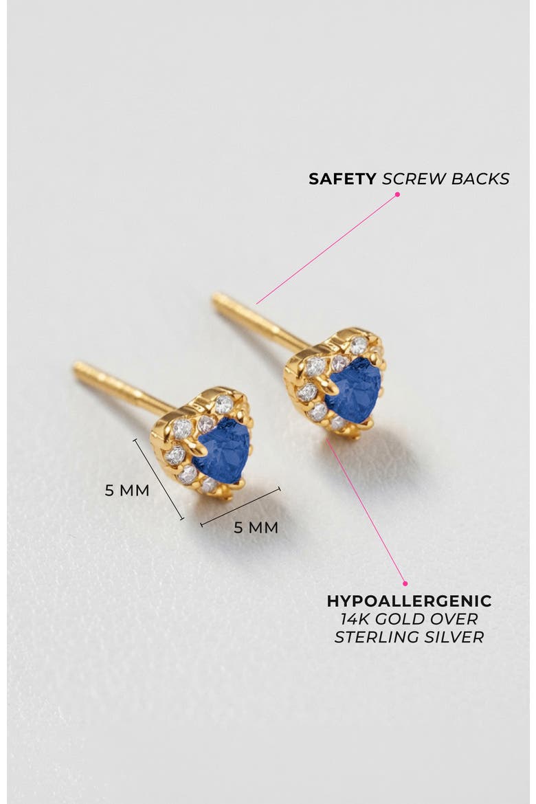 Cubic Zirconia Encrusted Heart Earrings, Alternate, color, Blue