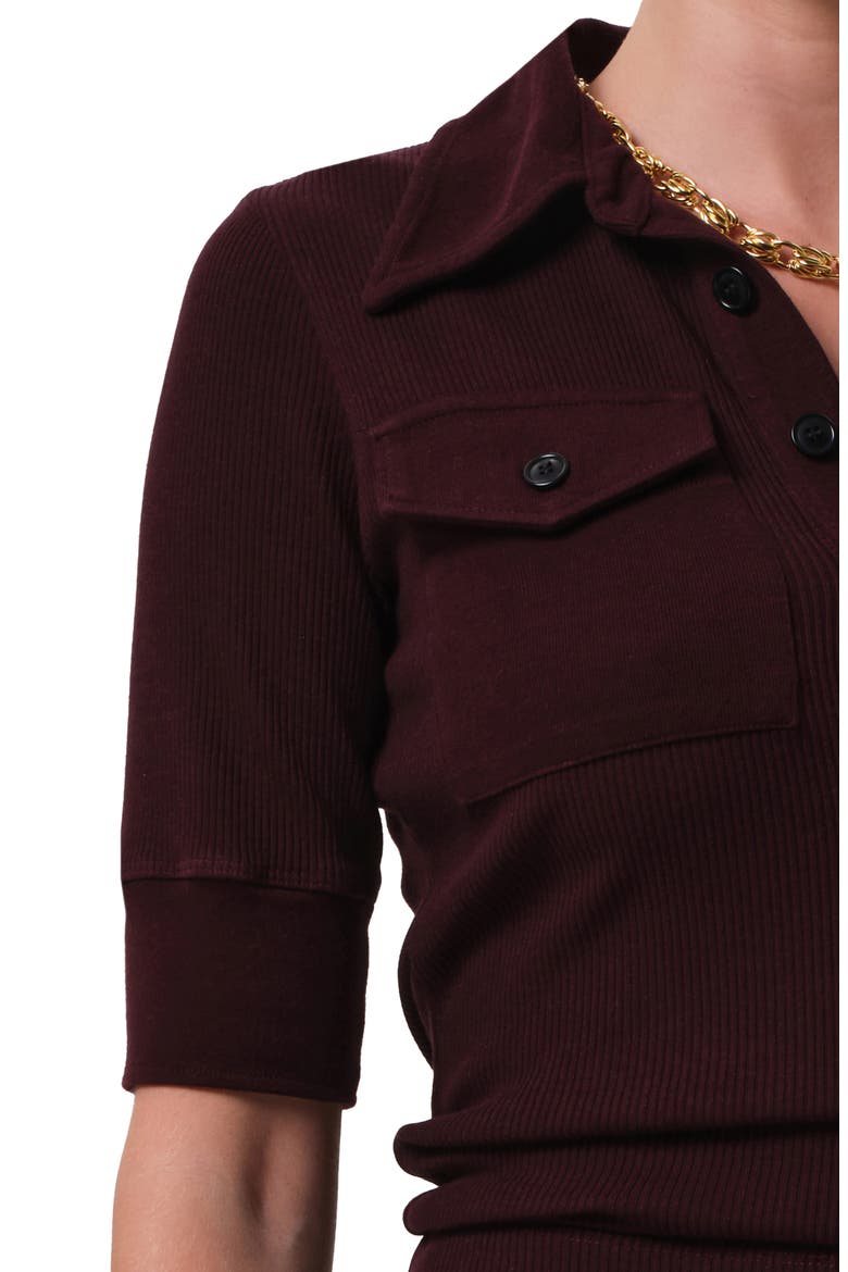 Amina Rib Polo, Alternate, color, MAHOGANY