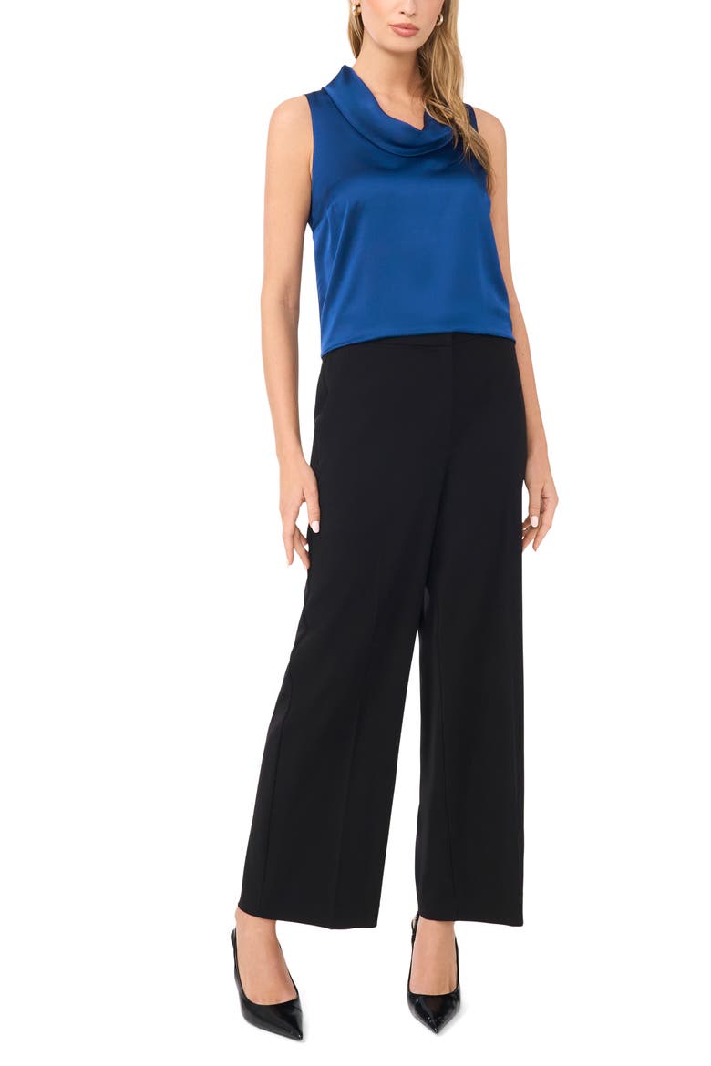 Cowl Neck Satin Charmeuse Sleeveless Top, Alternate, color, ESTATE BLUE
