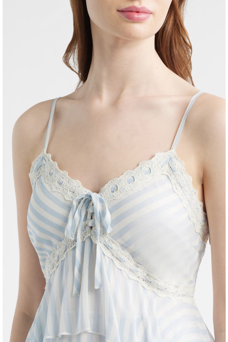 Marlia Stripe Tiered Minidress, Alternate, color, LARIAT BLUE