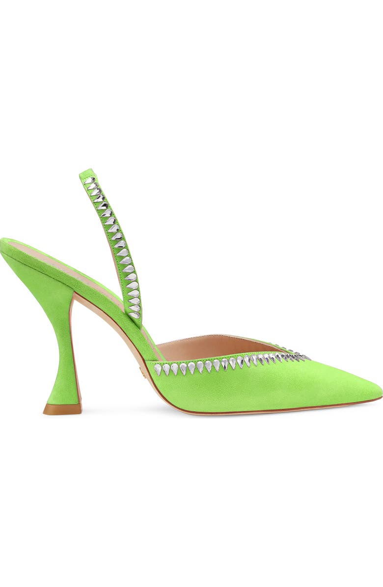 Stuart Weitzman Gemcut Curve Pointed Toe Slingback Pump, Alternate, color, Neon Chartreuse