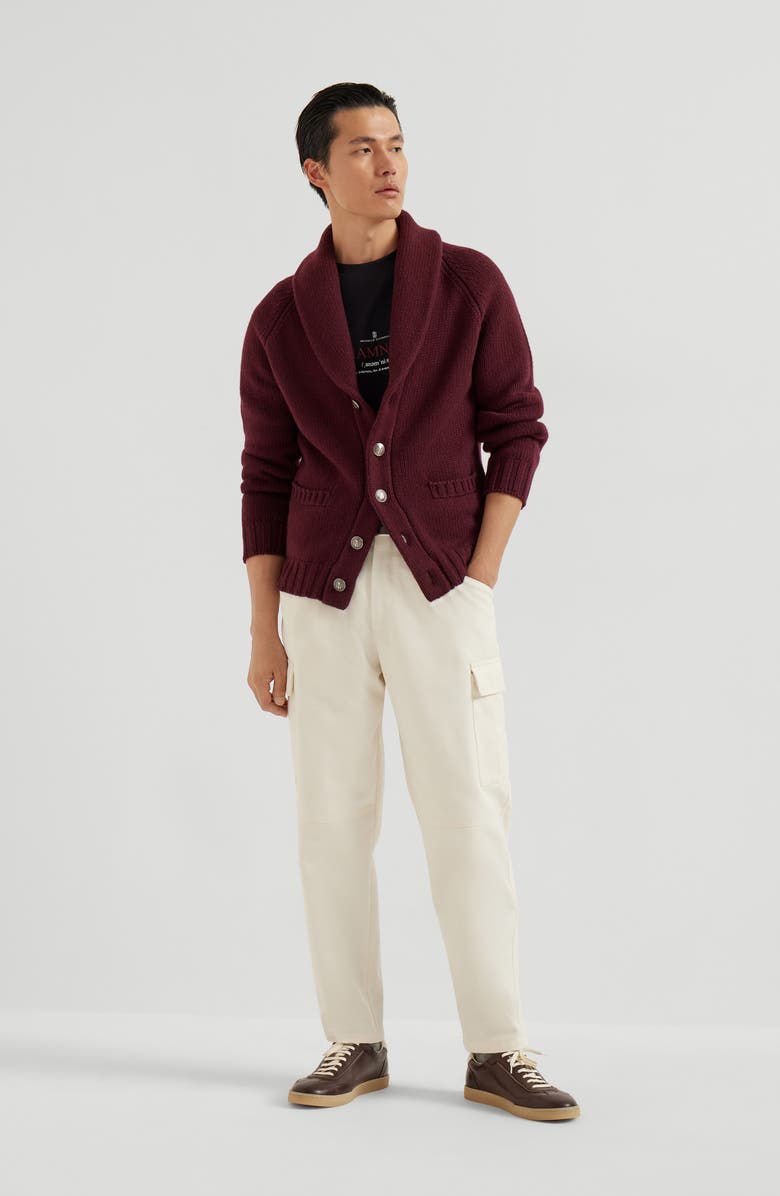 Brunello Cucinelli Cashmere Feather yarn cardigan, Alternate, color, Amaranth