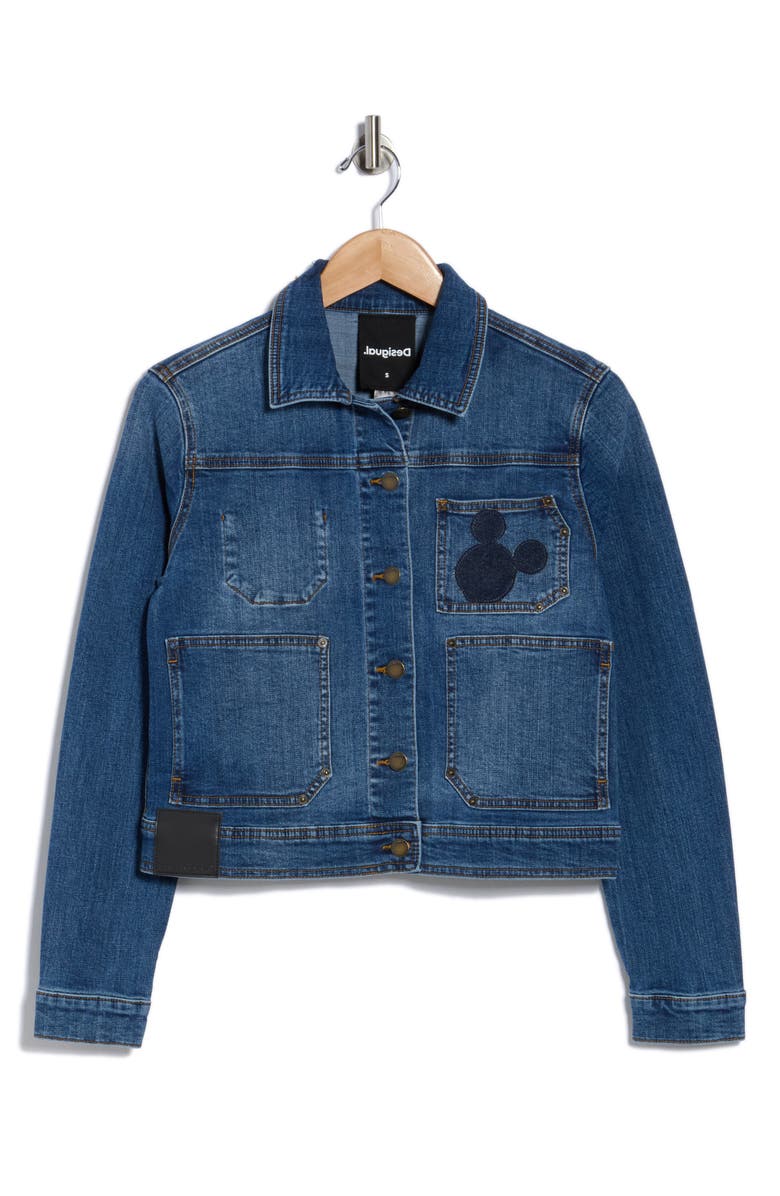 Desigual Mickey Mouse Denim Trucker Jacket, Alternate, color, Medium Blue