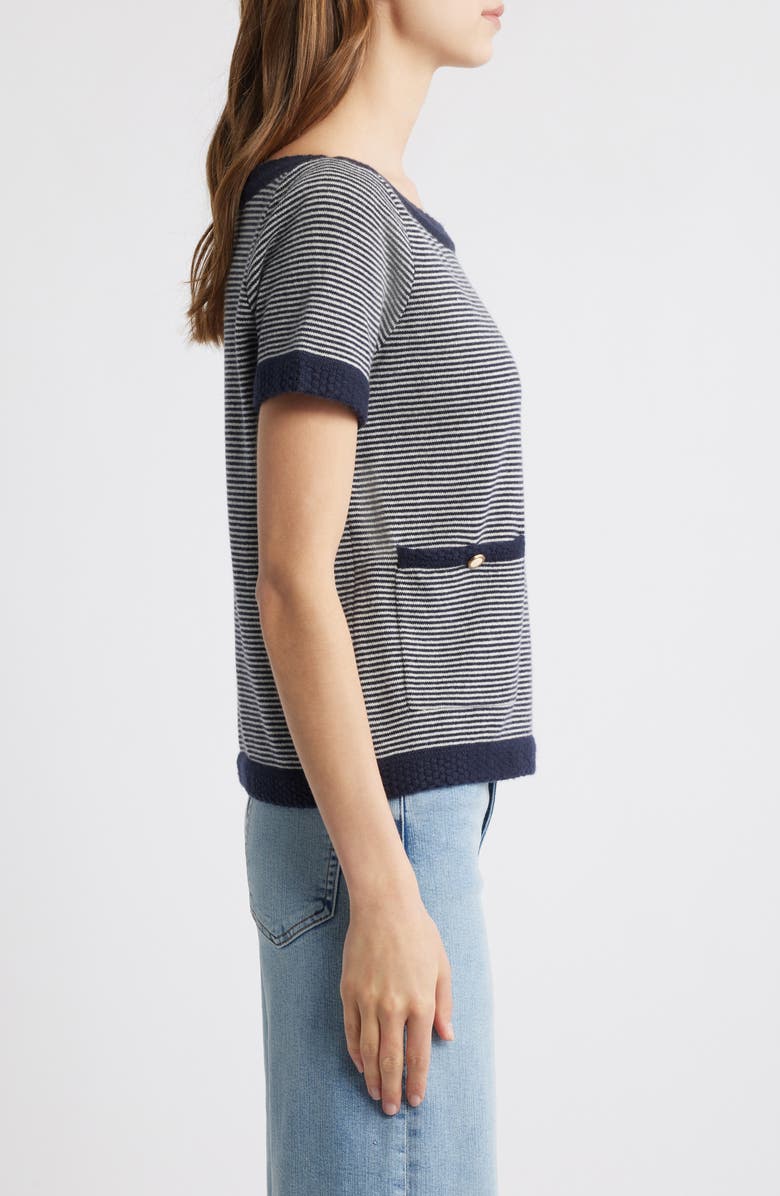 FRAME The Stripe Boat Neck Cashmere Sweater, Alternate, color, 