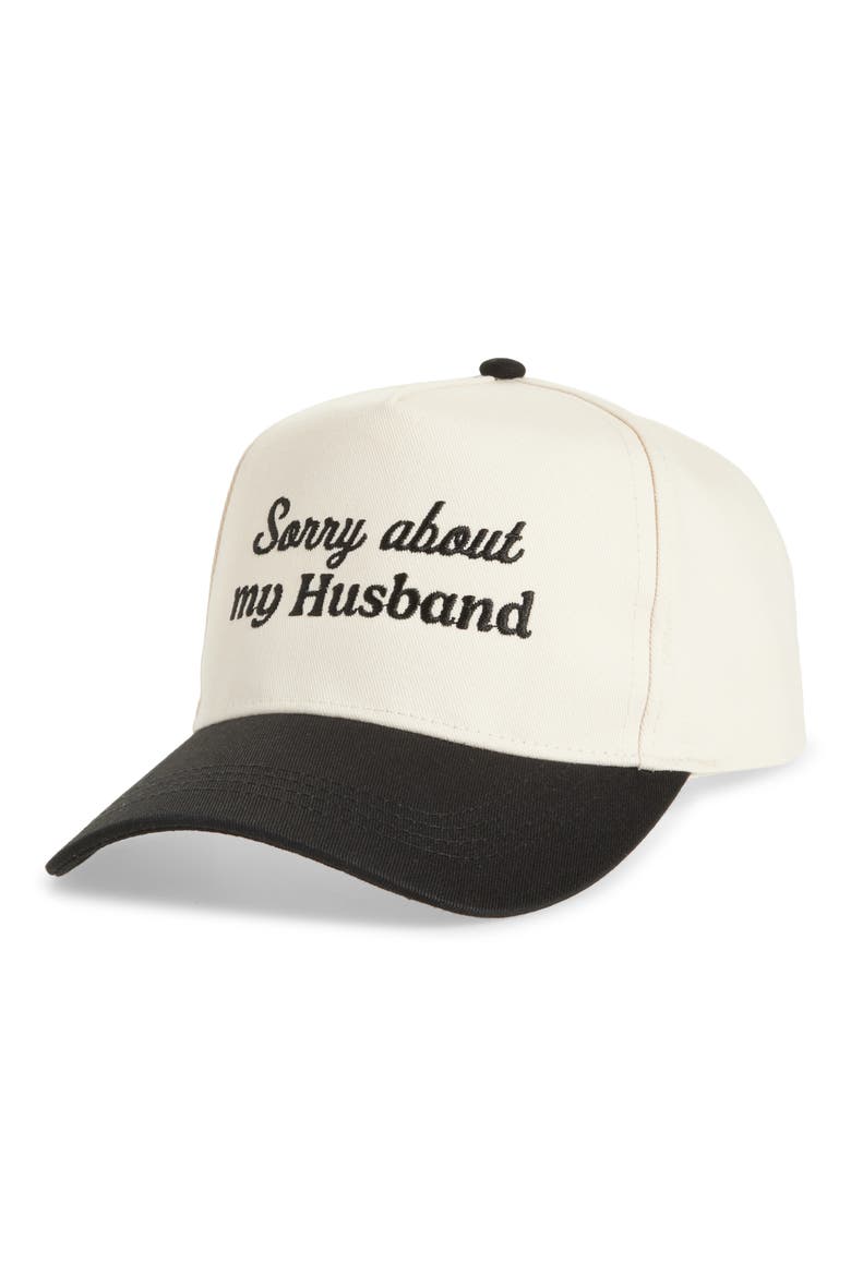 Sorry About My Husband Cotton Baseball Cap, Main, color, BLACK