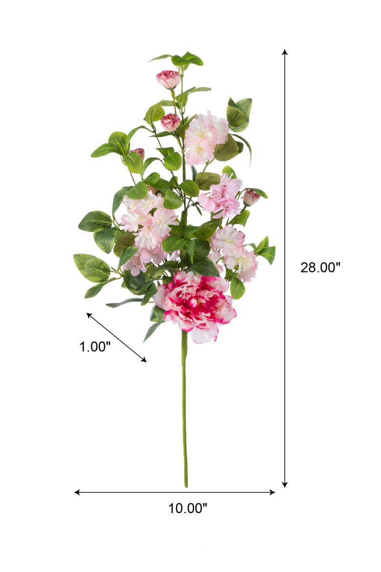 Set of 2 Pink Hydrangea, Peony & Cherry Floral Picks, Alternate, color, Pink