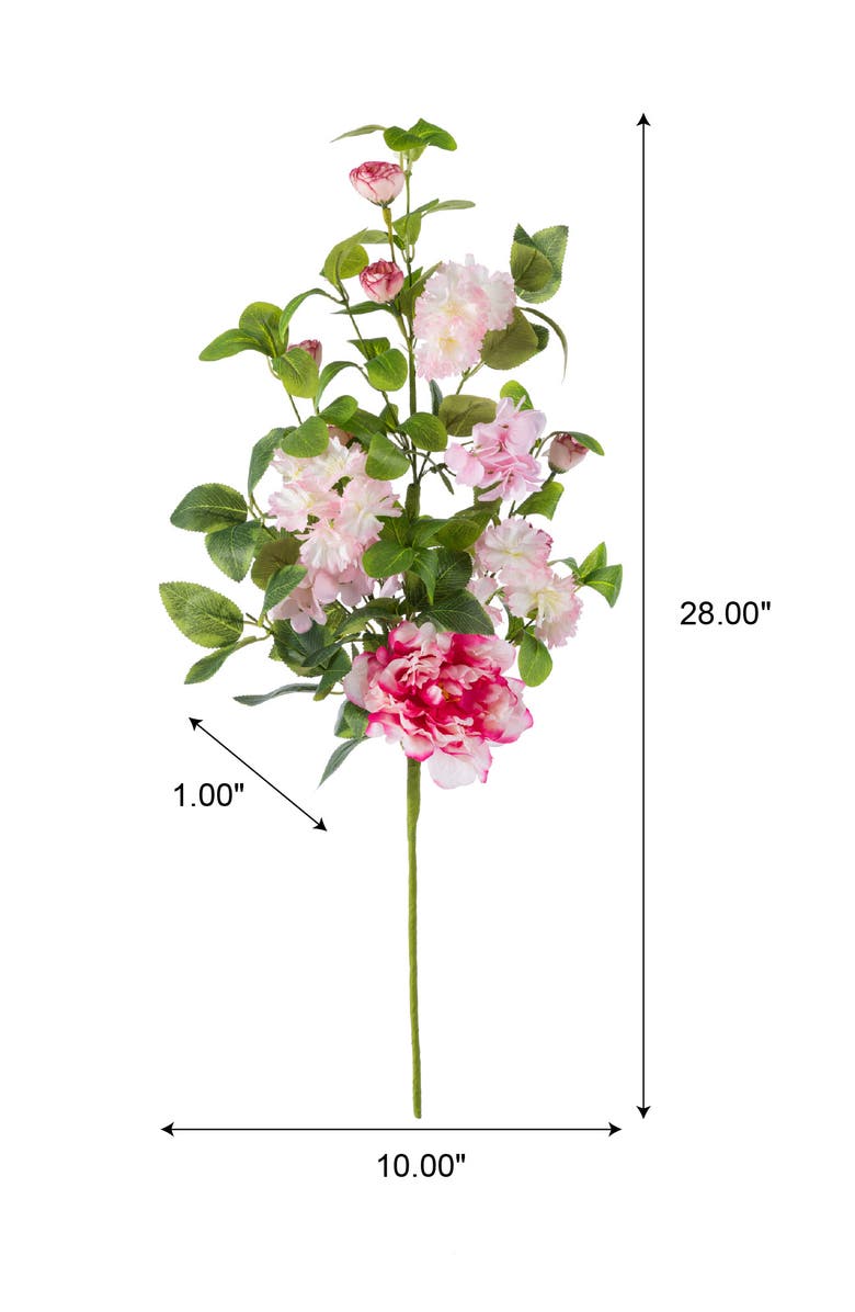 Glitzhome Set of 2 Pink Hydrangea, Peony & Cherry Floral Picks, Alternate, color, Pink