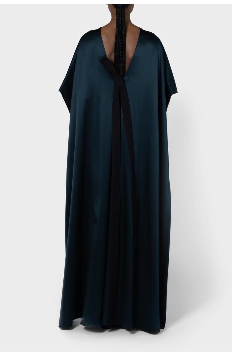 Roksanda Seif Silk Caped Maxi Dress, Alternate, color, Dark Teal / Cobalt
