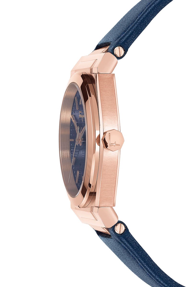 FERRAGAMO Salvatore Ferragamo Vega Leather Strap Watch, 40mm, Alternate, color, 