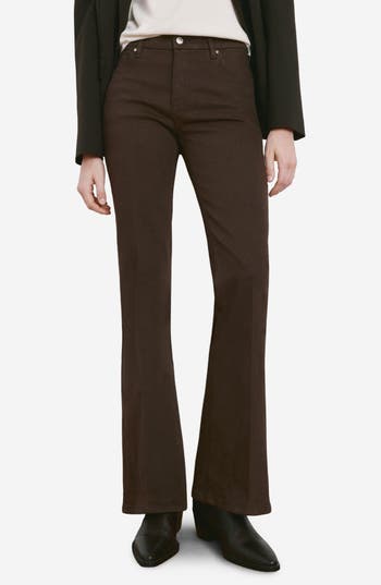 Mango Violeta High Waist Flare Leg Jeans In Chocolate