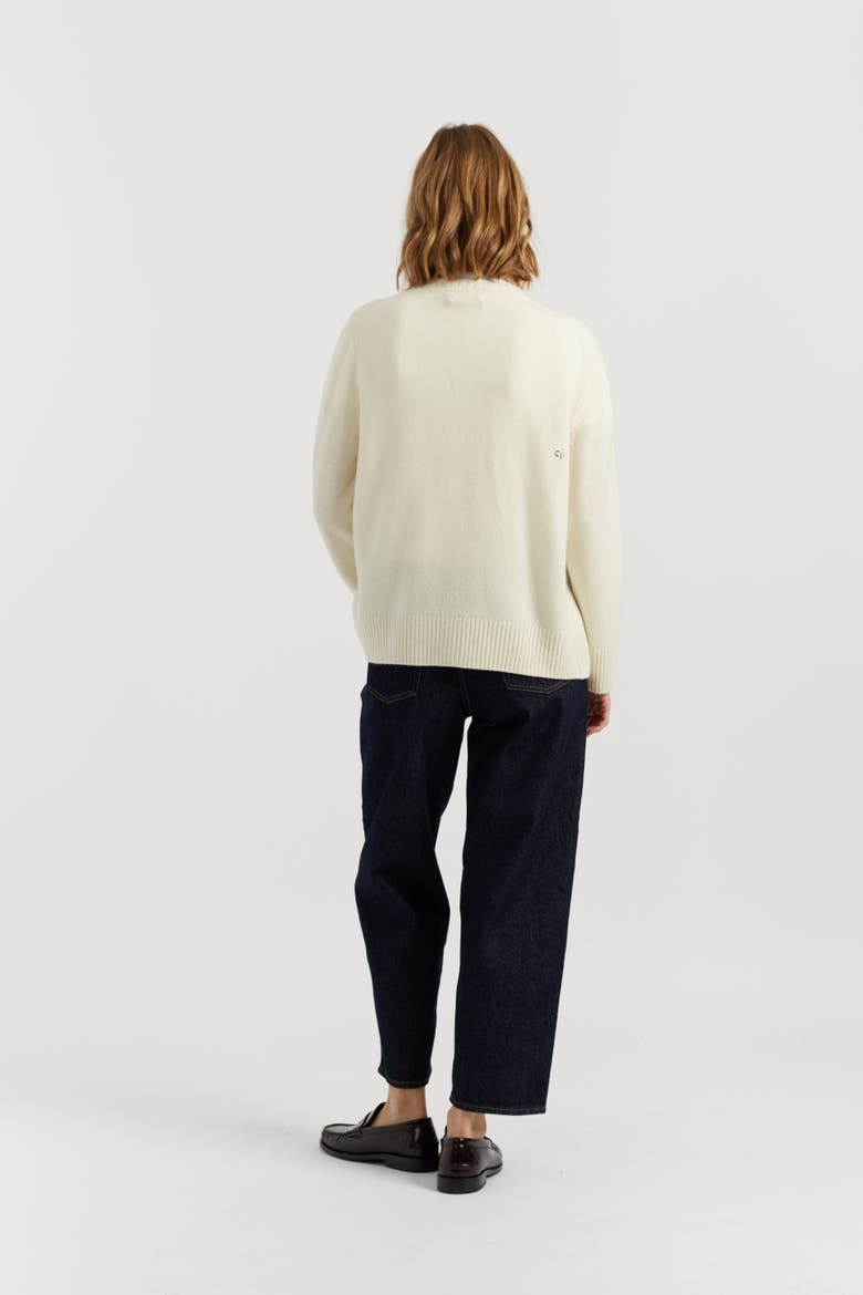 Wool-Cashmere Snoopy Embroidered Cardigan, Alternate, color, Cream