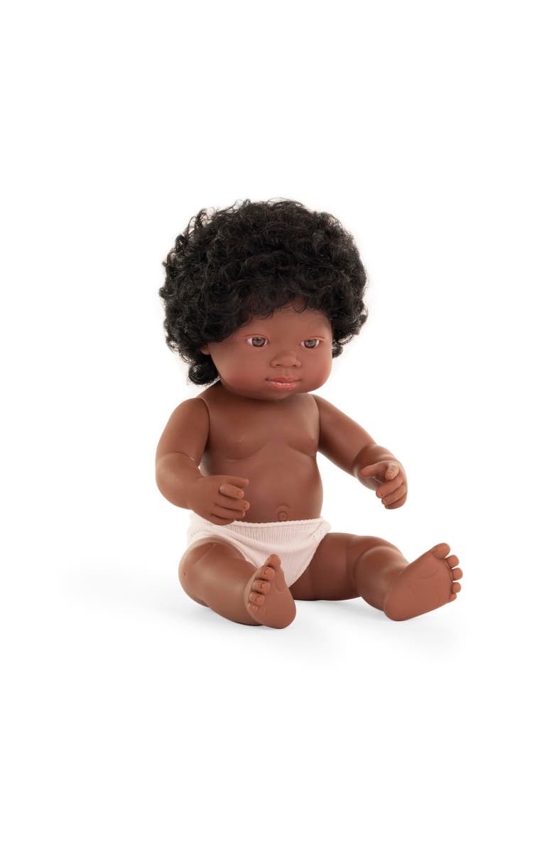 Miniland Baby Girl Doll with Dark Skin 15 inch, Main, color, Dark Skin