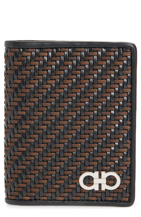 Gancio Woven Leather Bifold Card Holder