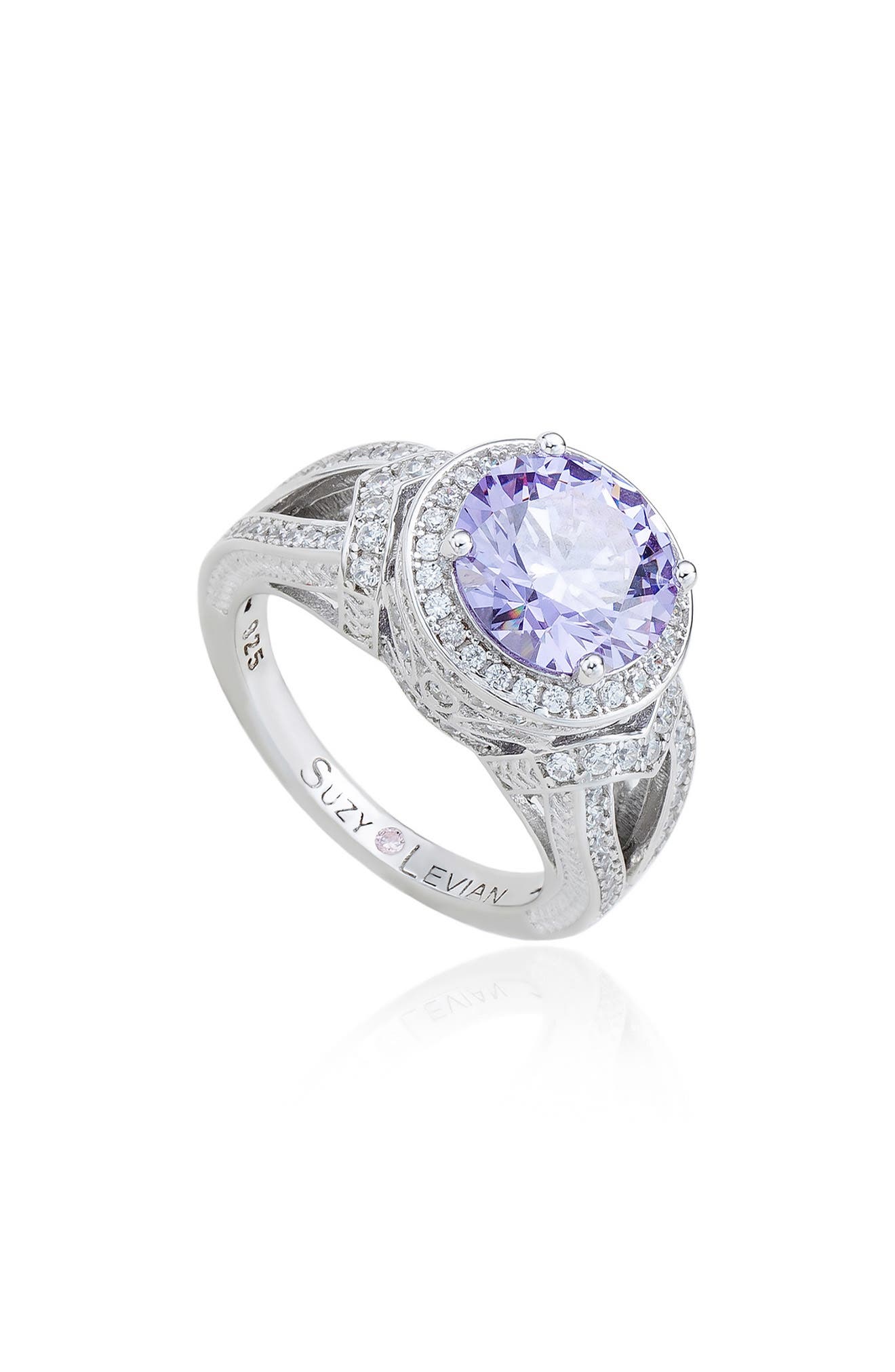 Sterling Silver Cubic Zirconia Pavé Engagement Ring