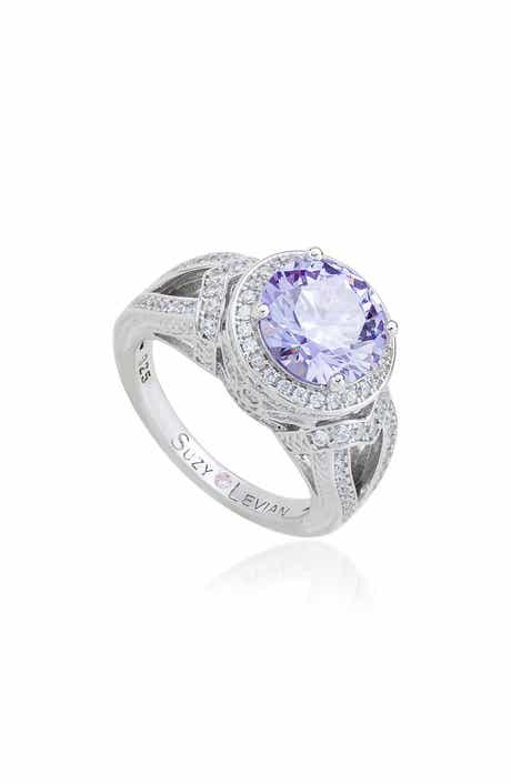 Sterling Silver Cubic Zirconia Pavé Engagement Ring