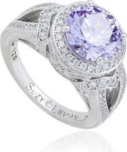 SUZY LEVIAN Sterling Silver Cubic Zirconia Pavé Engagement Ring