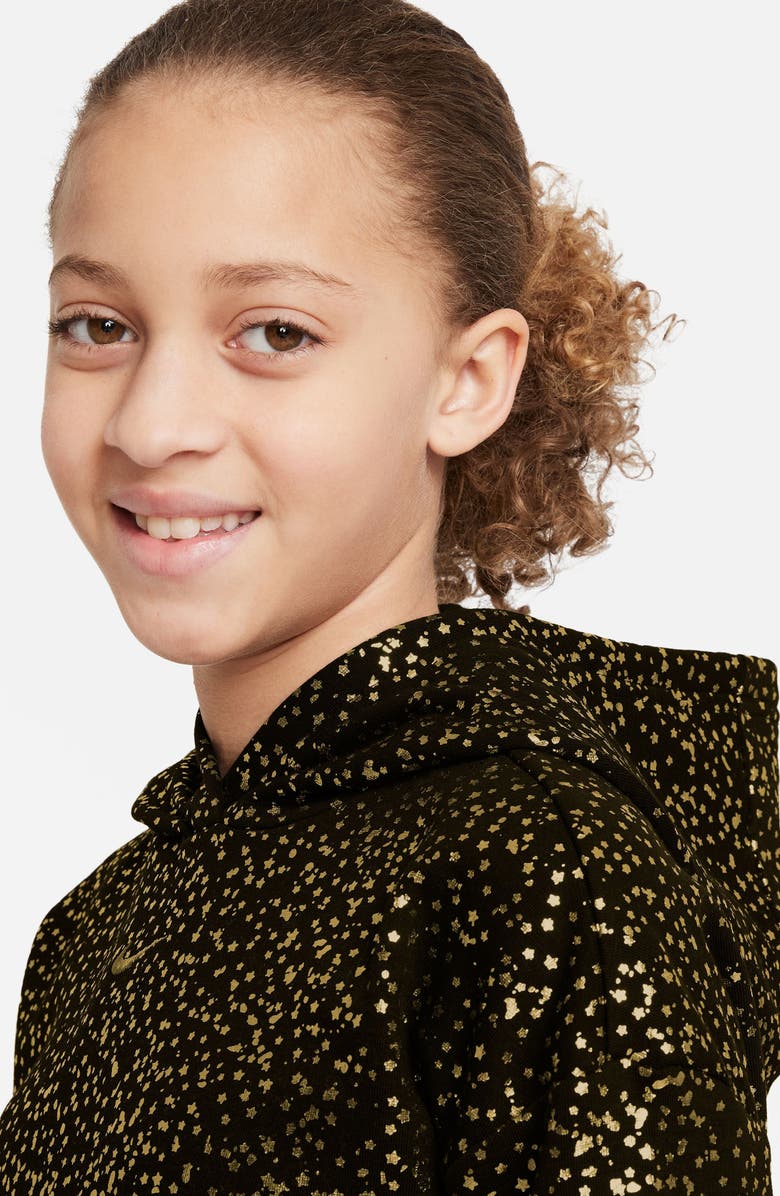 Nike Kids' Foil Confetti Hoodie, Alternate, color, 010 Black/Metallic Gold