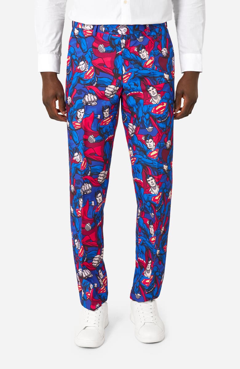 OppoSuits x Superman The Man of Steel Slim Fit Two-Piece Suit 
Tie Set, Alternate, color, Blue Multi