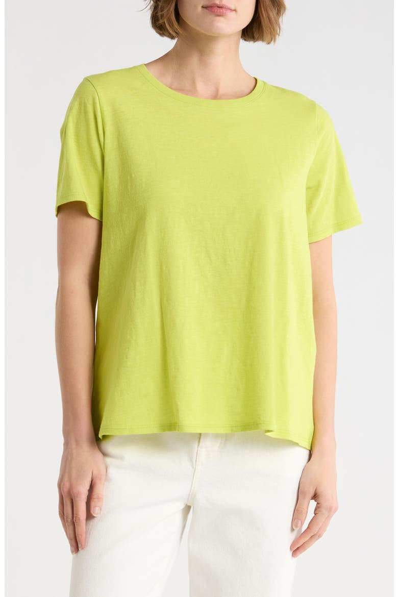 Crewneck Short Sleeve Organic Cotton T-Shirt, Main, color, CHARTREUSE