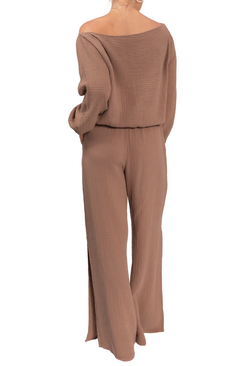Riley Cotton Gauze Split Hem Pants, Alternate, color, MUSHROOM