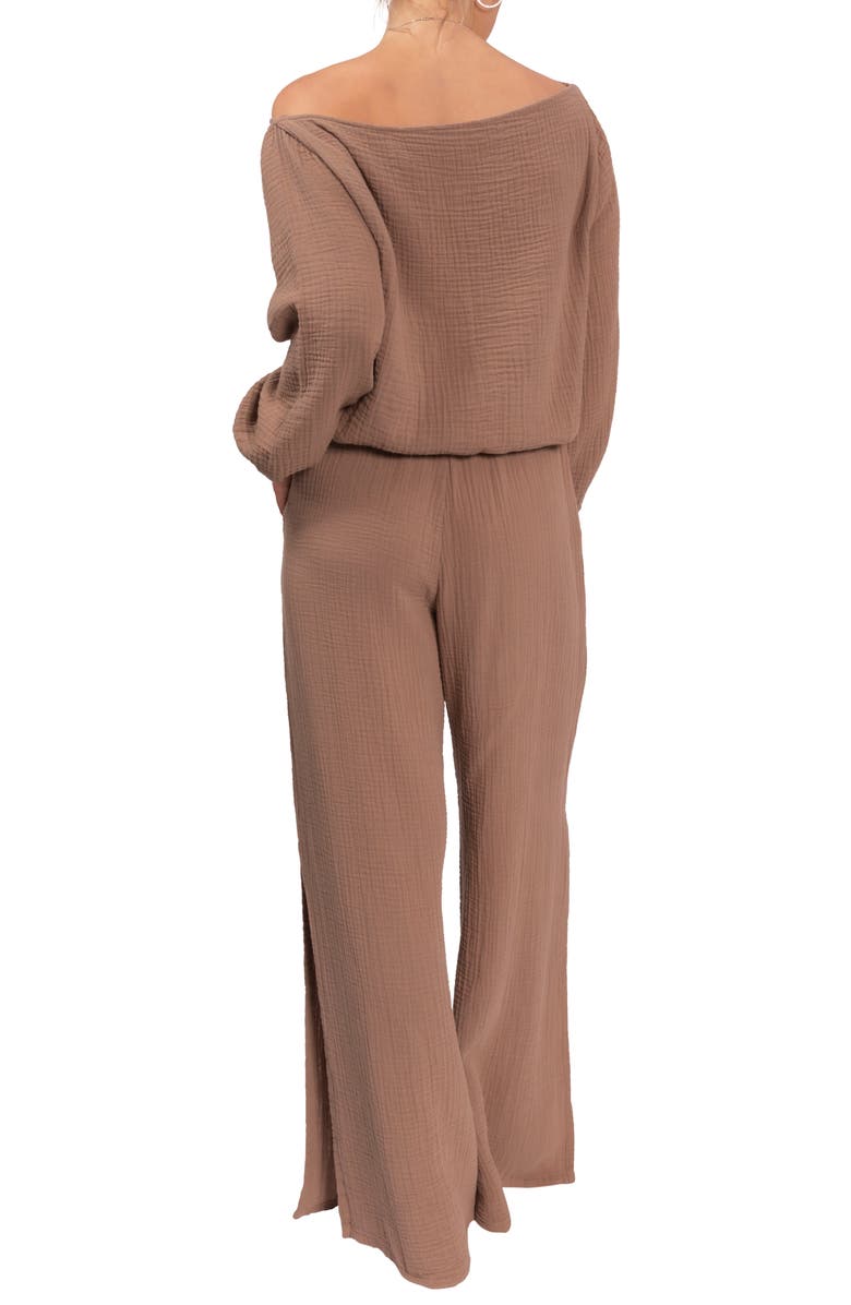 Everyday Ritual Riley Cotton Gauze Split Hem Pants, Alternate, color, Mushroom