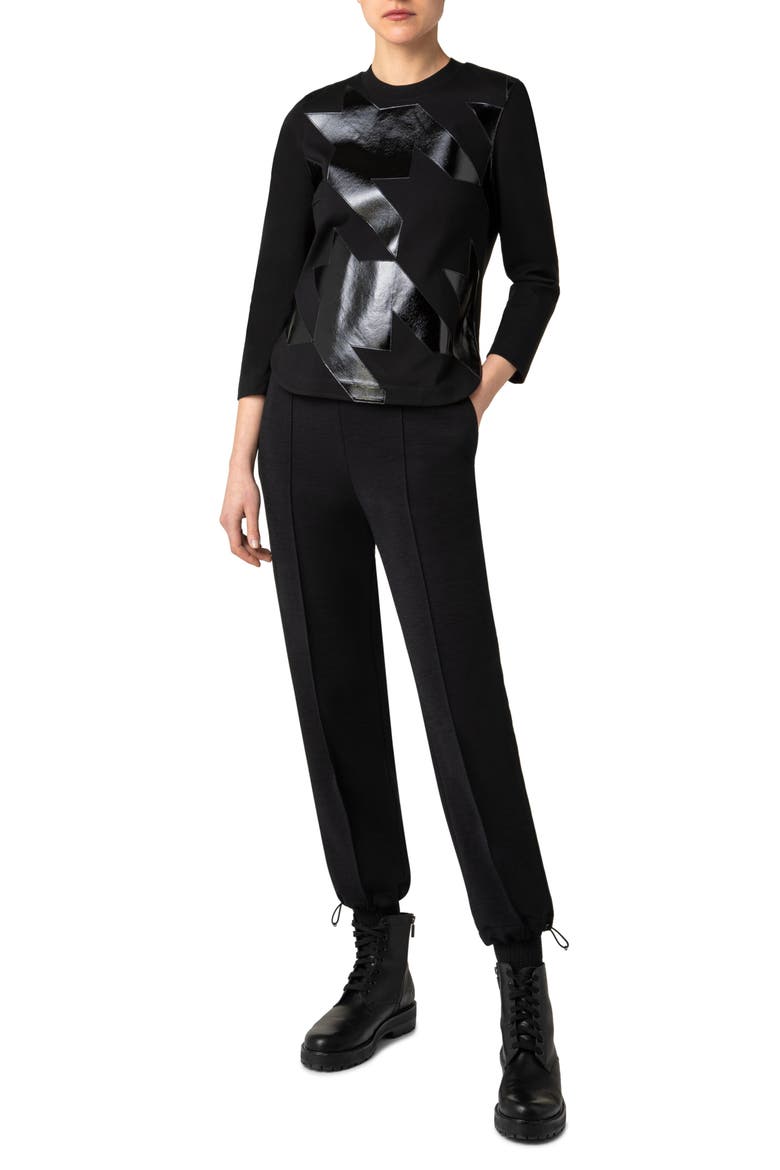 Mixed Media Houndstooth Top, Alternate, color, 009-BLACK