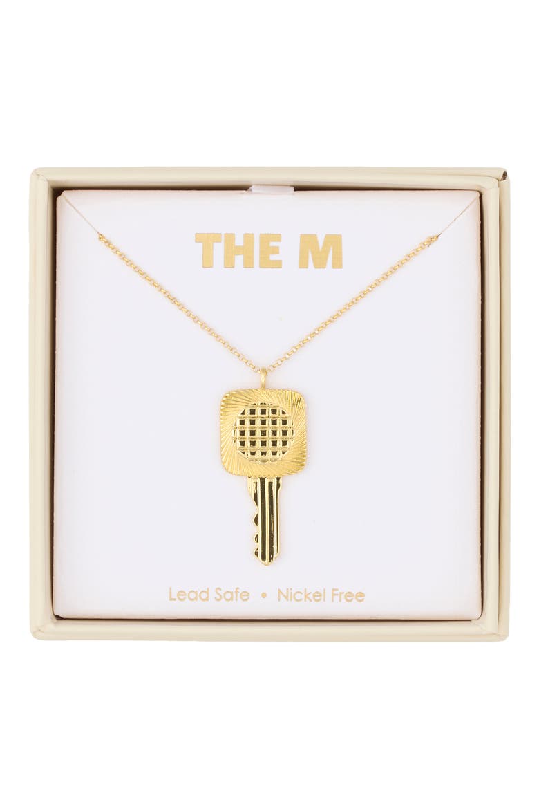 Etched Key Pendant Necklace, Main, color, GOLD