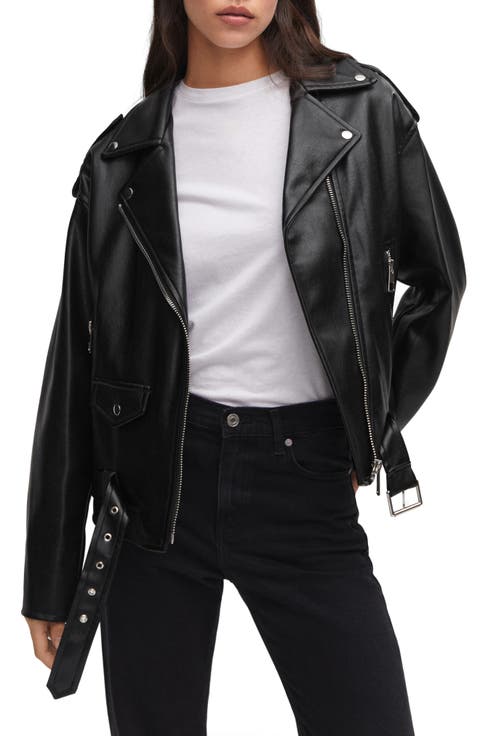 Oversize Faux Leather Moto Jacket